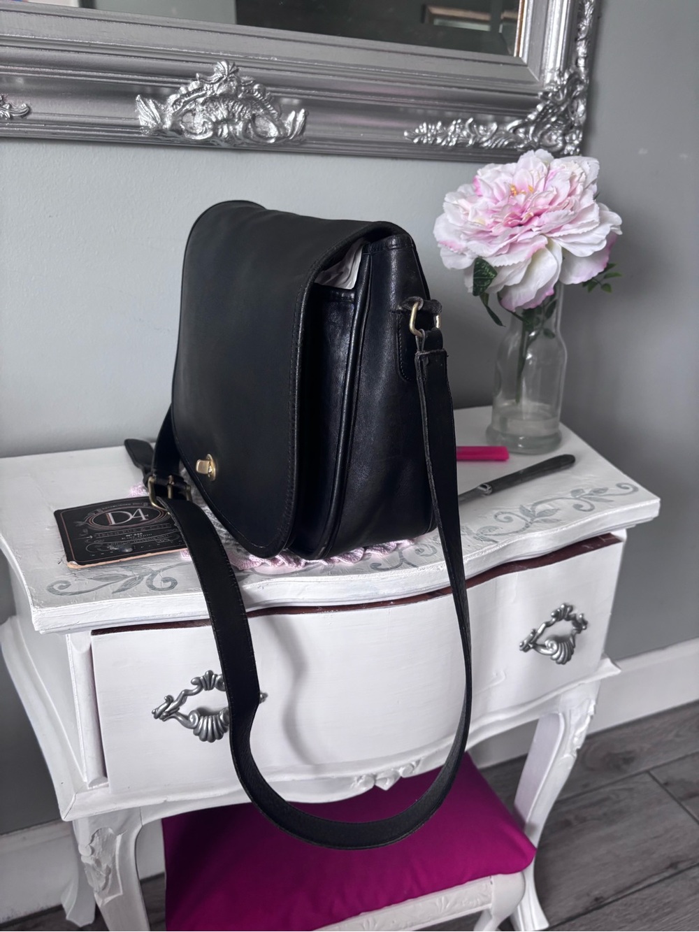 Vintage Coach Ranch Bag 9852‎ Black USA Made Glovetanned Leather Crossbody - Picture 3 of 16